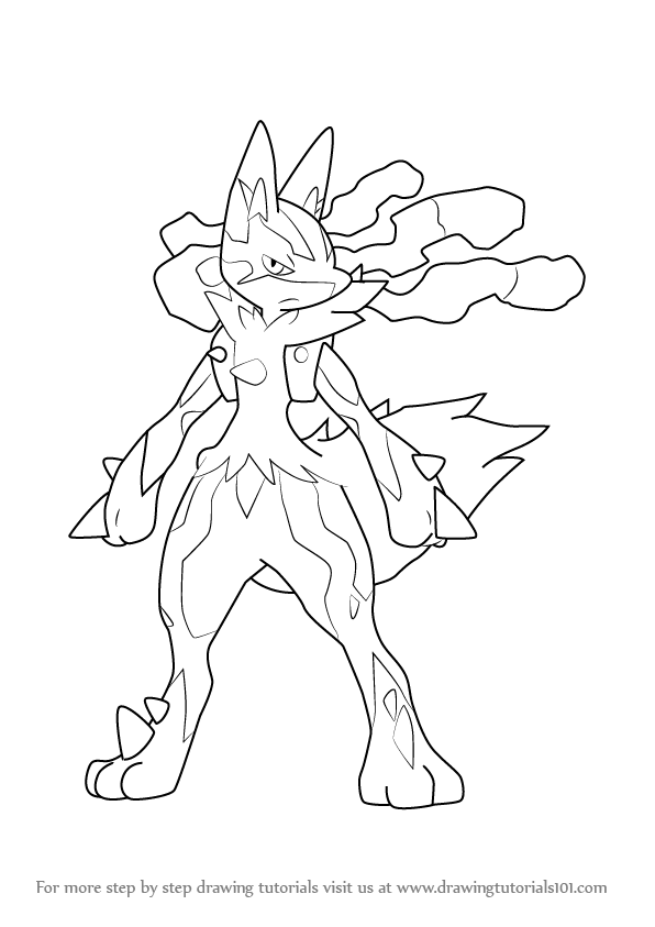 596x843 How To Draw Mega Lucario From Pokemon