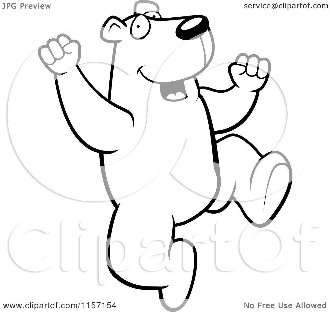 1080x1024 Cartoon Clipart Of A Black And White Happy Polar Bear Jumping