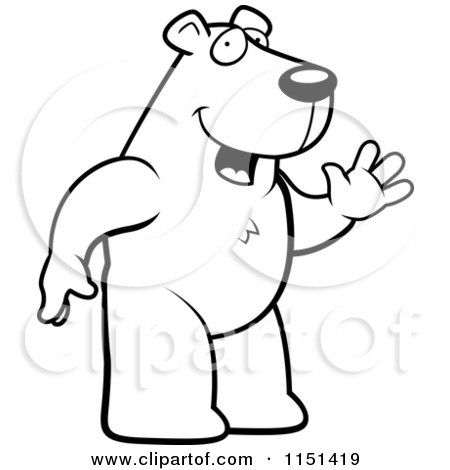 450x470 Cartoon Clipart Of A Black And White Waving White Polar Bear