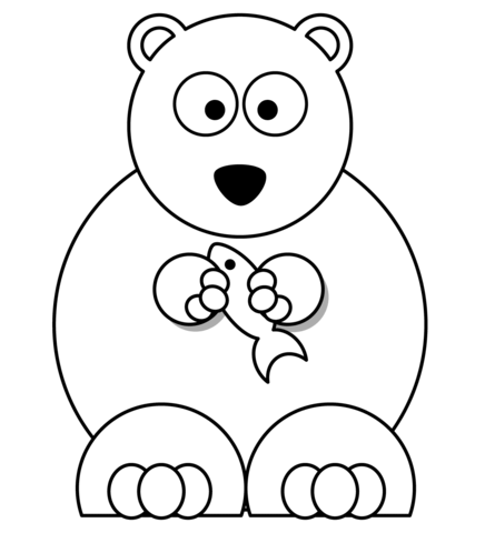 436x480 Cartoon Polar Bear With Fish Coloring Page Free Printable