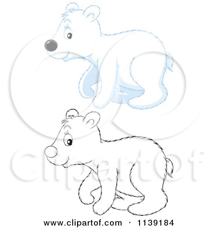 450x470 Cartoon Of A Cute Colored And Black And White Polar Bear Cub