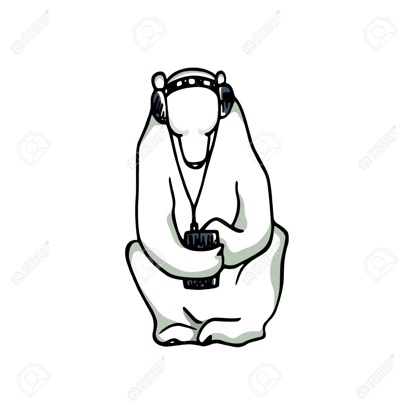 1300x1300 Vector Card Hand Drawn Cute Polar Bear Sitting Alone