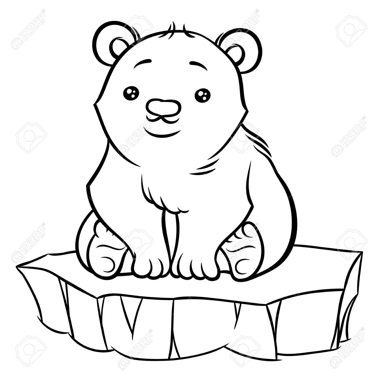 1300x1300 Illustration Of Cute Cartoon Baby Polar Bear Sitting On An Ice
