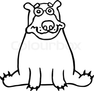 320x310 Cartoon Lonely Polar Bear Sitting And Looking. Vector Illustration
