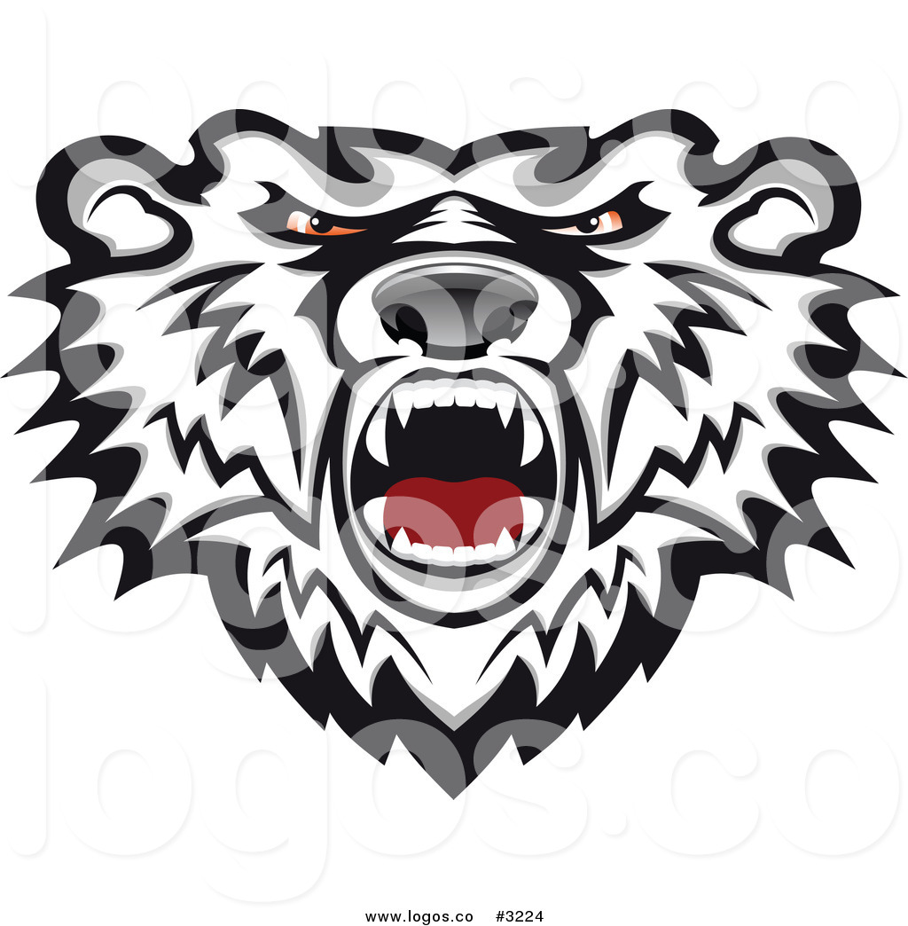 1024x1044 Royalty Free Vector Of A Mad Polar Bear Head Logo By Vector