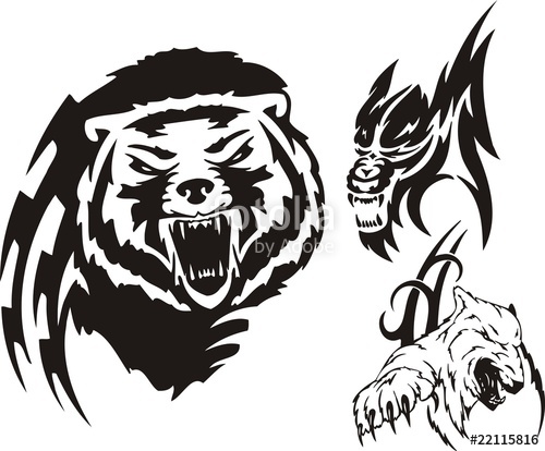500x414 The Brown Bear, Polar Bear And Wolf. Tribal Predators. Stock