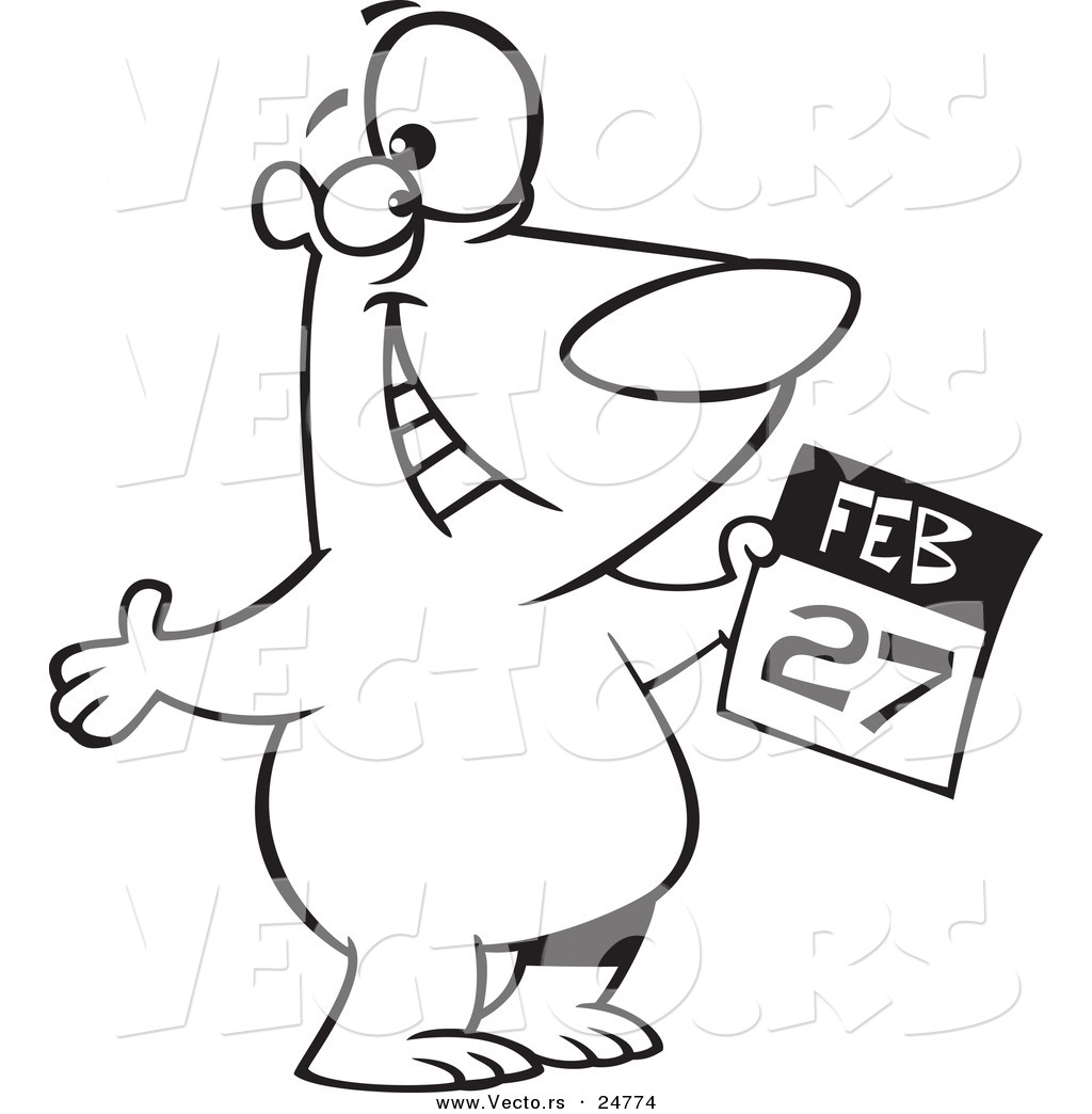 1024x1044 Vector Of Cartoon Blacknd White Outline Polar Bear Holding