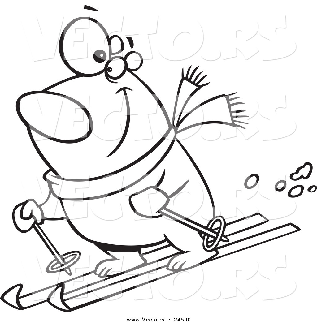 1024x1044 Vector Of A Cartoon Skiing Polar Bear
