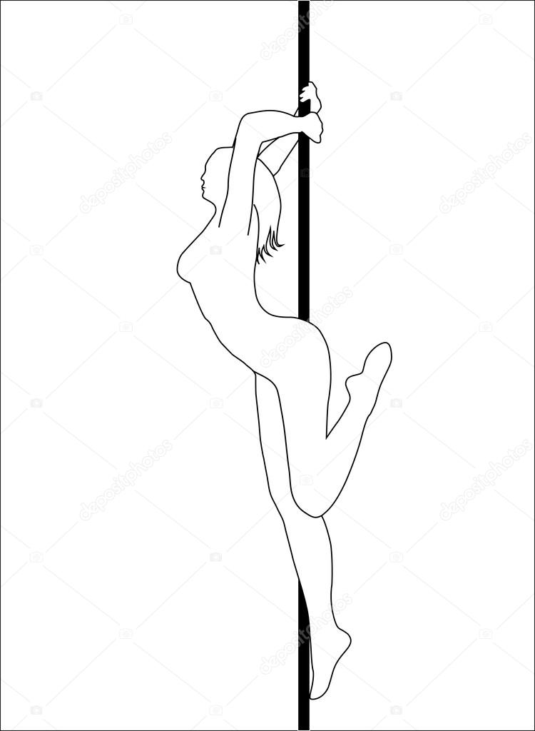 750x1024 Pole Dance Women Sexy Silhouette. Vector Illustration Stock