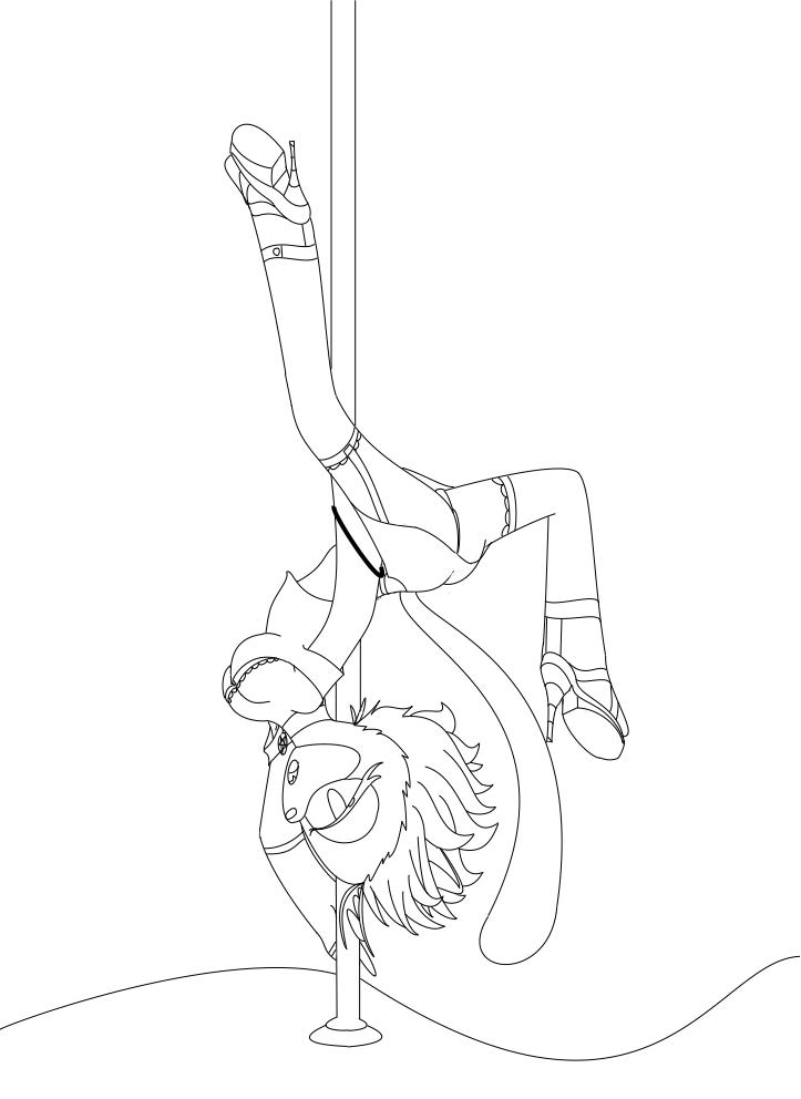 723x992 Emilie Draknell Pole Dance Line Art By Angelofdarkness217