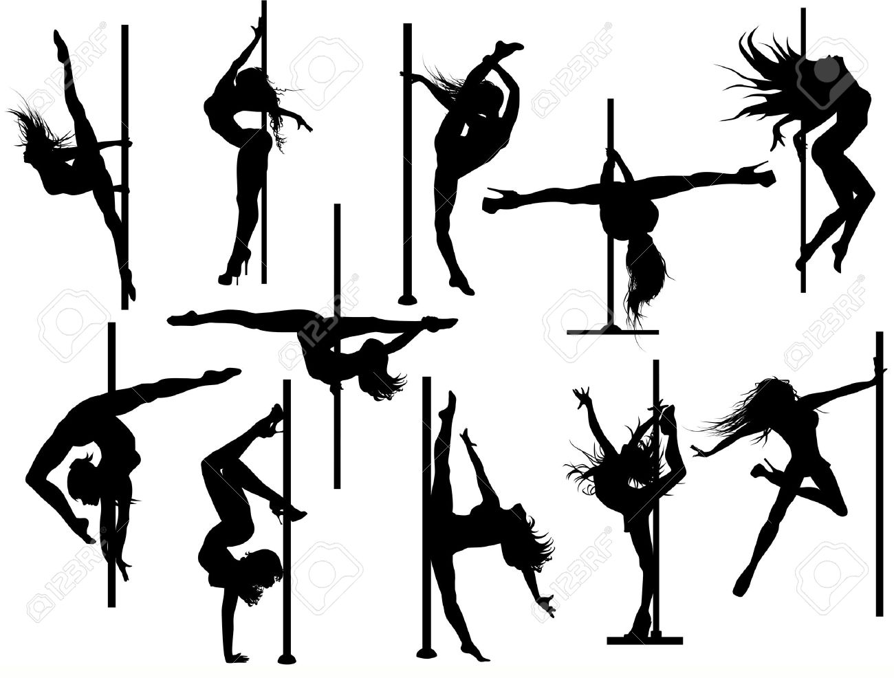 1300x986 Pole Dancer Silhouettes. Vector Set Royalty Free Cliparts, Vectors