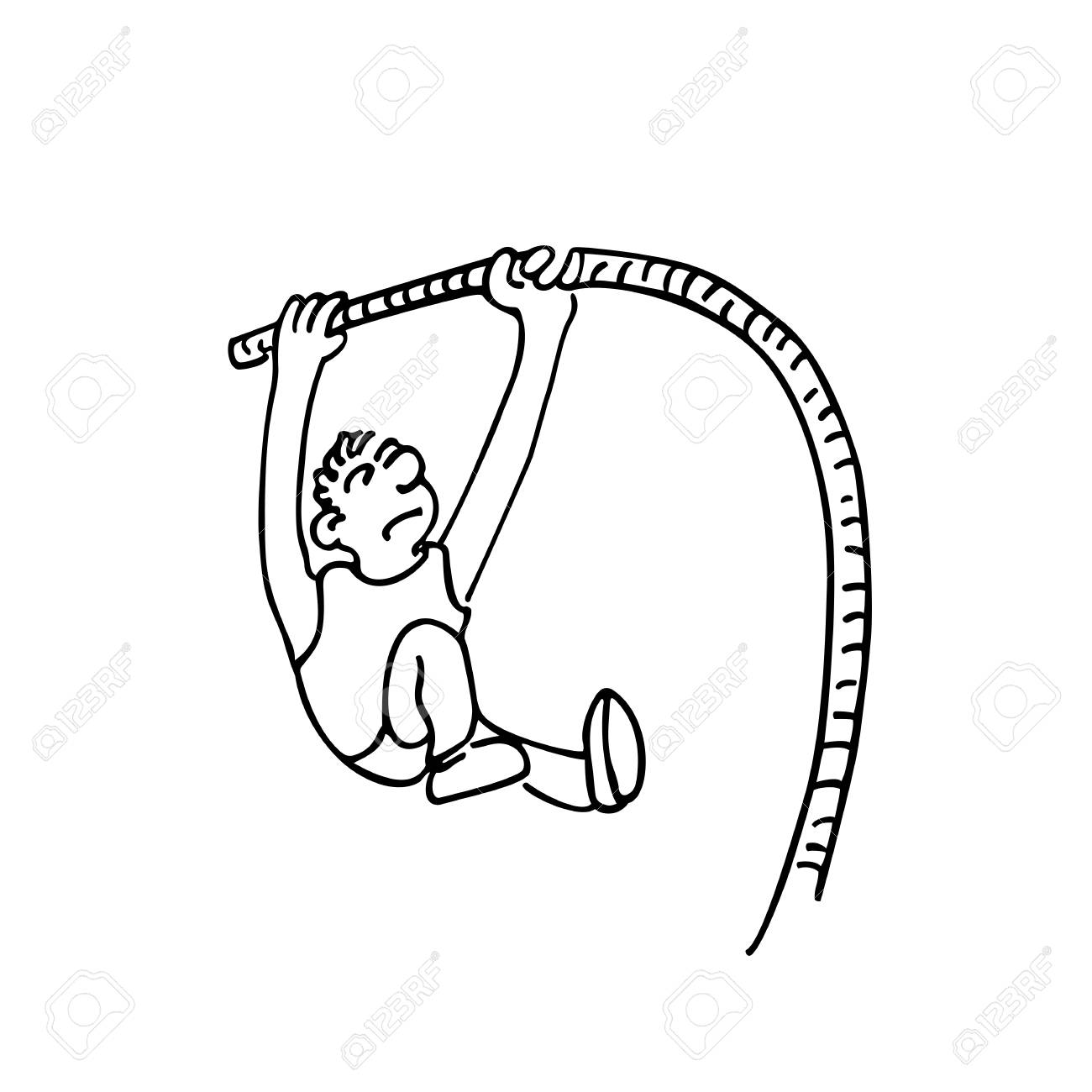 1300x1300 High Jump Sports Outlined Cartoon Hand Drawn Sketch Illustration