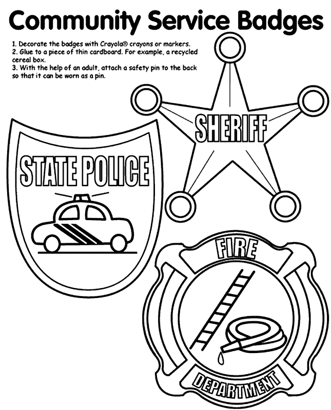 645x799 Community Service Badges Coloring Page