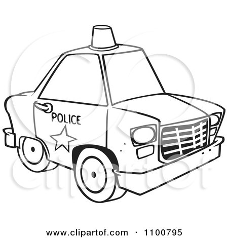 450x470 Clipart Outlined Police Car With A Siren Cone On The Roof