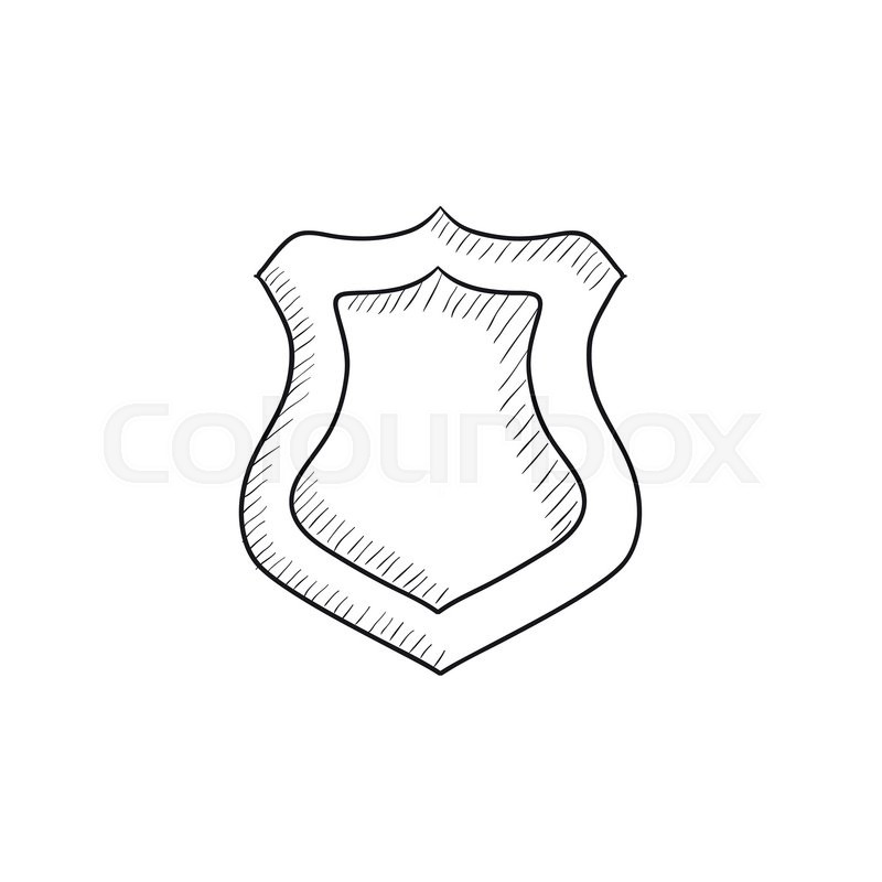 800x800 Police Badge Vector Sketch Icon Isolated On Background. Hand Drawn