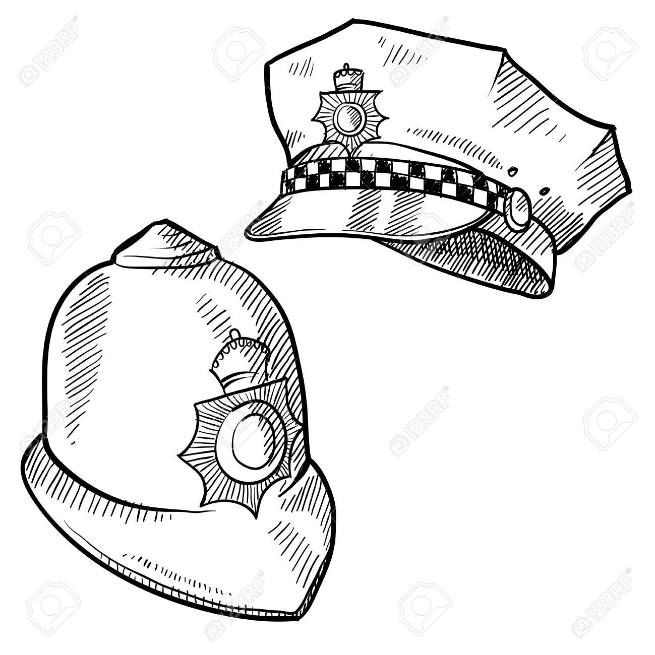 1299x1300 Doodle Style Police Hat Or And English Bobby Cap In Vector Format