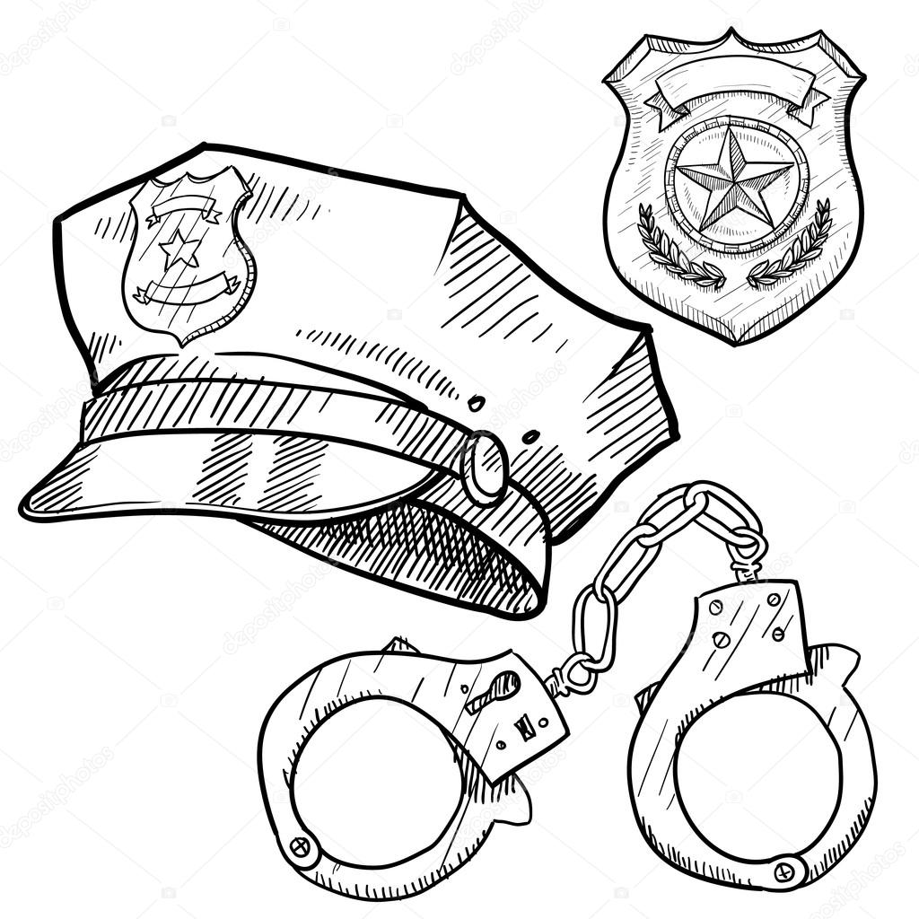 1024x1024 Police Objects Sketch Stock Vector Lhfgraphics