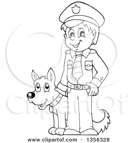 450x470 Clipart Of A Black And White Police Officer Holding A Sign