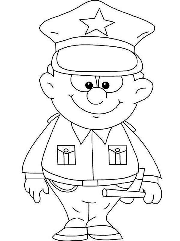 600x800 Cute Little Police Officer Picture Coloring Page
