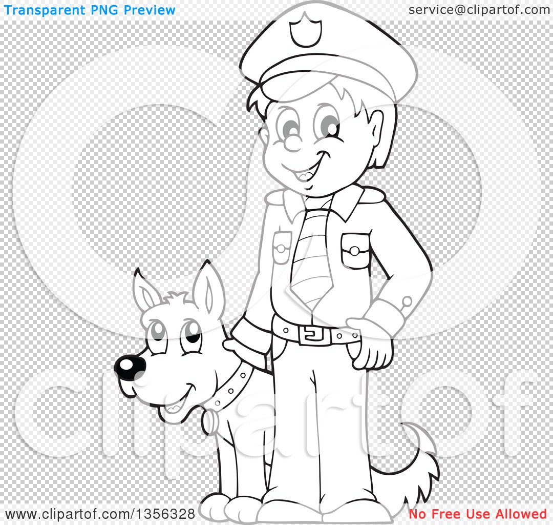 1080x1024 Clipart Of A Cartoon Black And White Male Police Officer