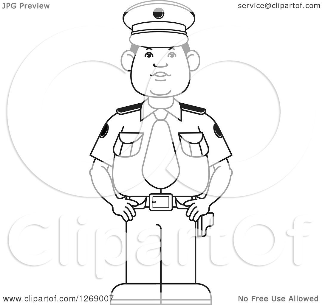 1080x1024 Clipart Of A Black And White Police Man Standing In Uniform