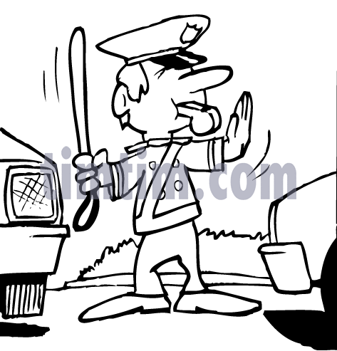 473x493 Free Drawing Of A Traffic Policeman Bw From The Category