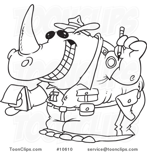 581x600 Cartoon Blacknd White Line Drawing Of Police Rhino Issuing