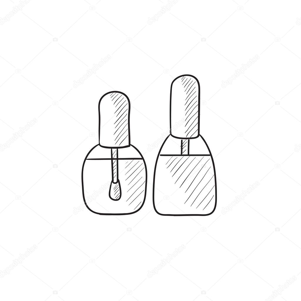 1024x1024 Bottles Of Nail Polish Sketch Icon. Stock Vector Rastudio