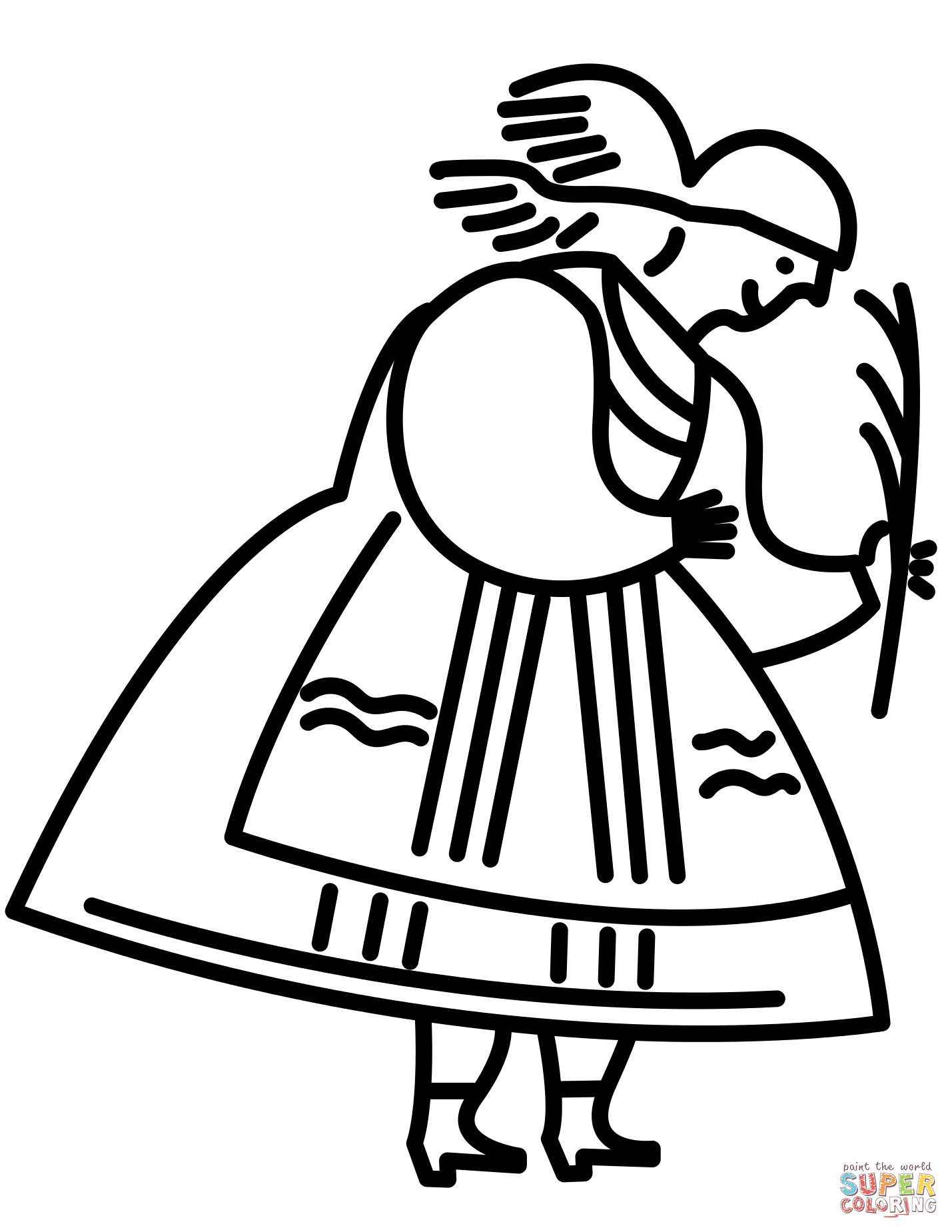 1429x1849 Polish Woman In Traditional Folk Dress Coloring Page Free