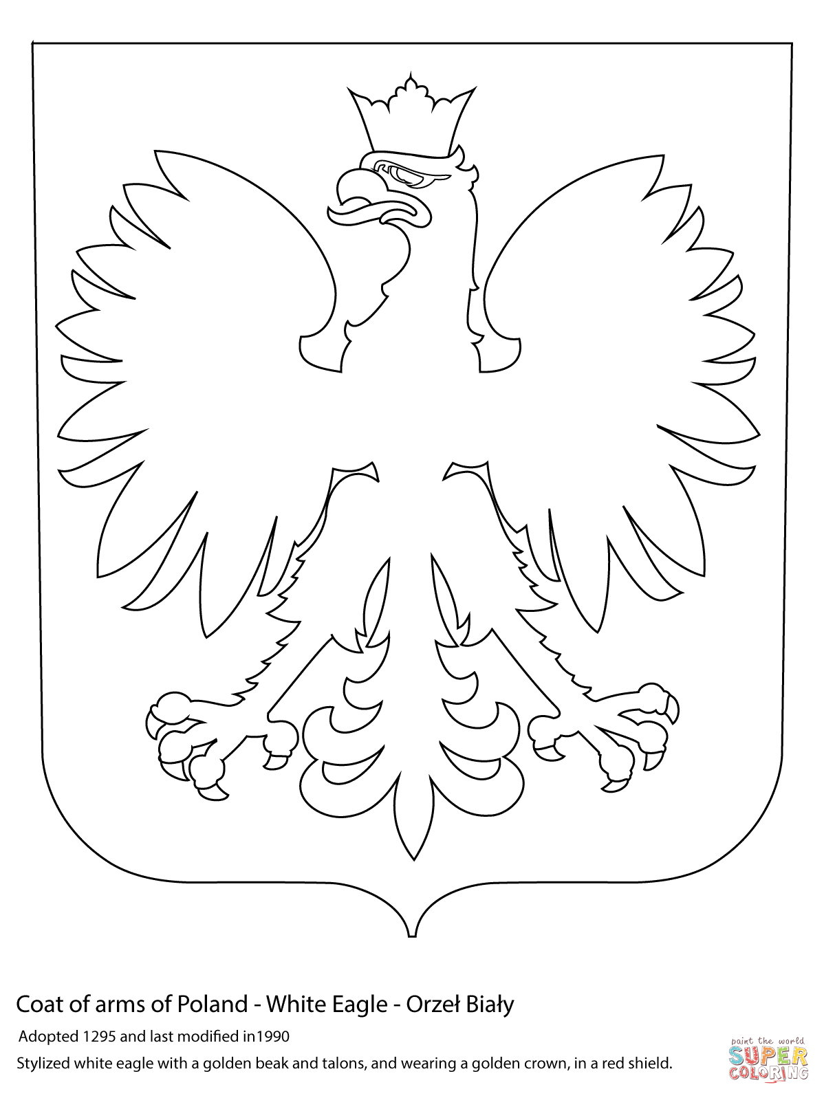 1198x1597 Coat Of Arms Of Poland Coloring Page Free Printable Coloring Pages