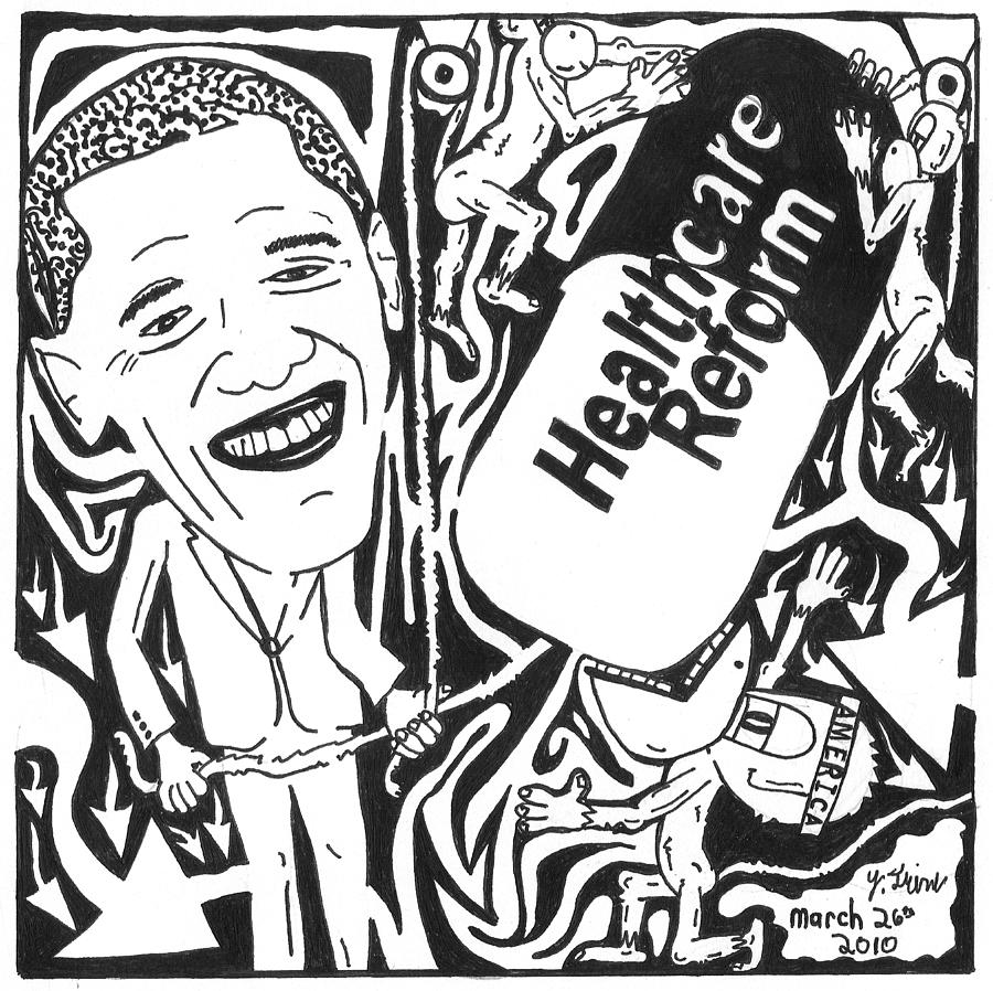 900x898 Political Maze Cartoon On Obamacare Drawing By Yonatan Frimer Maze