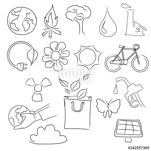 500x500 Eco Friendly Concept Vector Illustration, Hand Drawing Icon