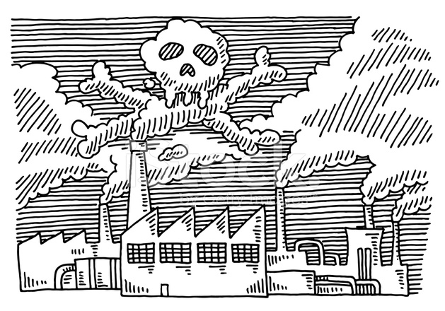 629x440 Factory Pollution Problem Skull Drawing Stock Vector