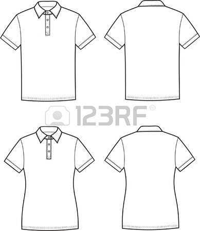 389x450 Vector Illustration Of Men S And Women S Polo T Shirts Front