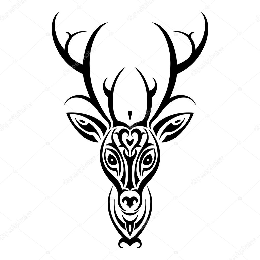1024x1024 Deer Head. Polynesian Tattoo Style Stock Vector Katyaulitina