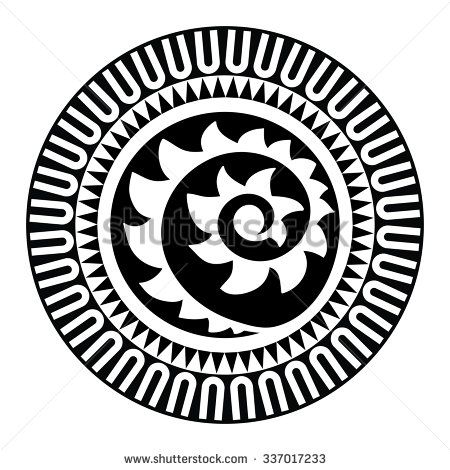 450x470 Sacred Geometry, Maori Tattoo, Sun, Shell, Black And White