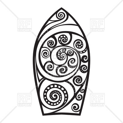 400x400 Surfboard In The Polynesian Style Tattoo Royalty Free Vector Clip
