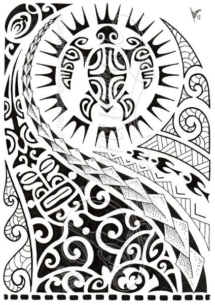 424x600 Collection Of Polynesian Sun Tattoo Print