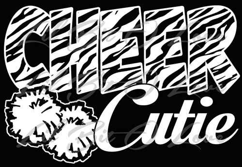 500x344 Zebra Cheer Cutie Vinyl Decal With Pom Poms Sticker Cheerleading