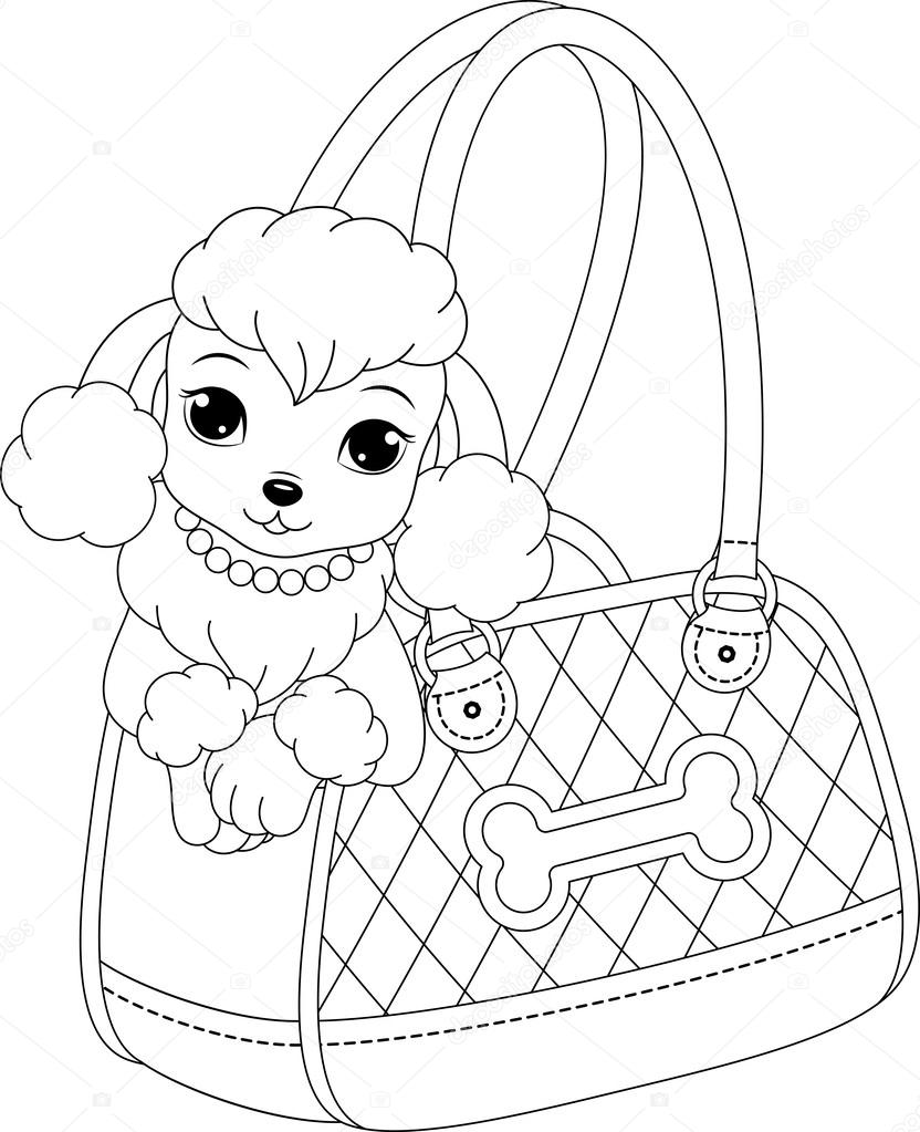 832x1023 Poodle Coloring Page Stock Vector Malyaka