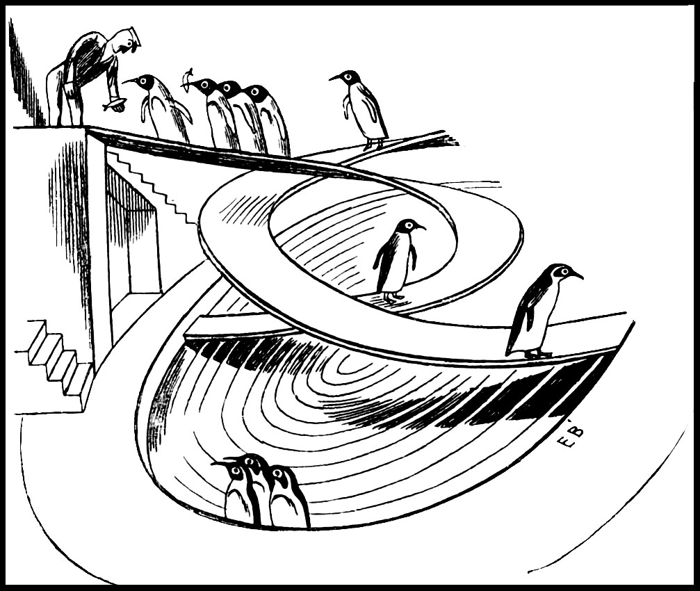 1007x850 Bawden's Monochrome Drawing Of The Penguin Pool