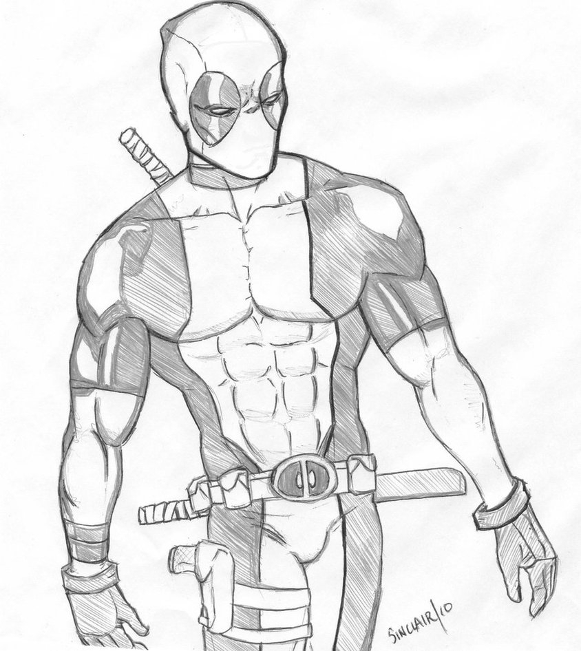 844x946 Cartoon Dead Pool Drawing Deadpoolillahstrait