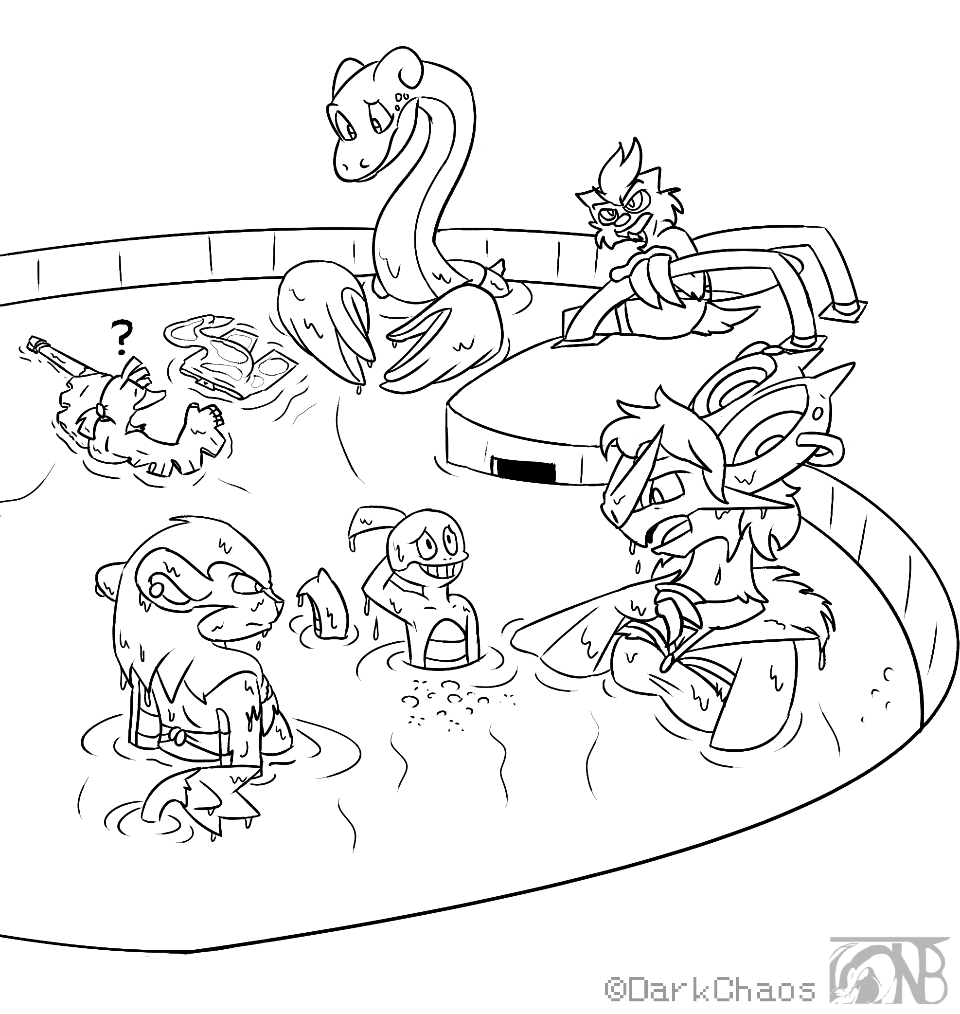 1974x2084 Line Drawing Of Pool Party Driving While Black