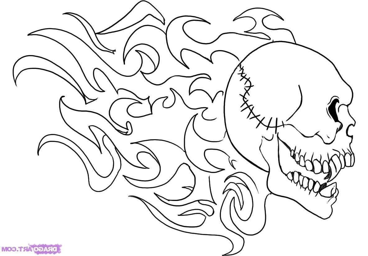 1184x824 Hd How To Draw Flaming Skull Step By Skulls Pop Culture Free Design