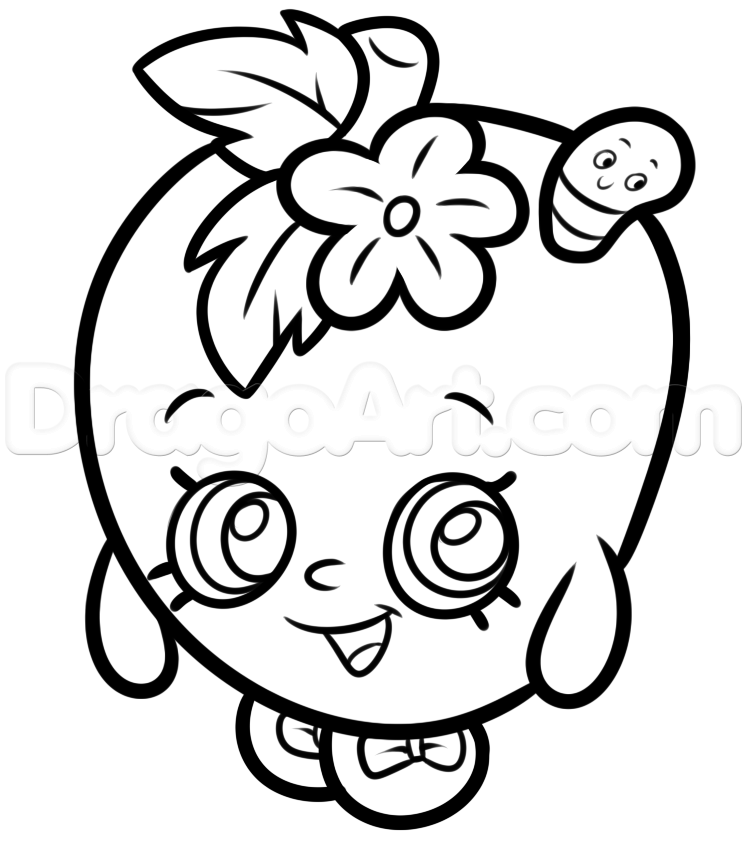 747x847 How To Draw Apple Blossom From Shopkins, Step By Step, Characters