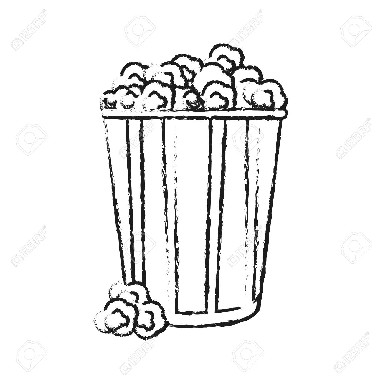 1300x1300 Blurred Silhouette Image Popcorn In Cardboard Vector Illustration