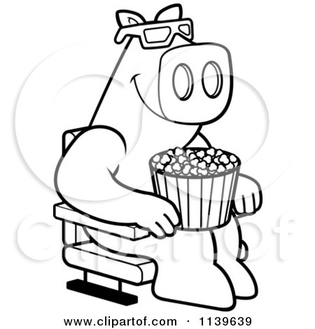 450x470 Cartoon Clipart Of A Black And White Happy Donkey With Popcorn