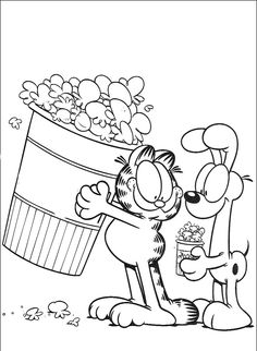 236x322 Garfield And Friends Eat Popcorn Coloring Page It's National