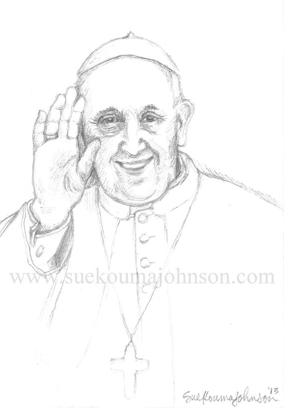570x819 Pope Francis Pencil Sketch Catholic Art