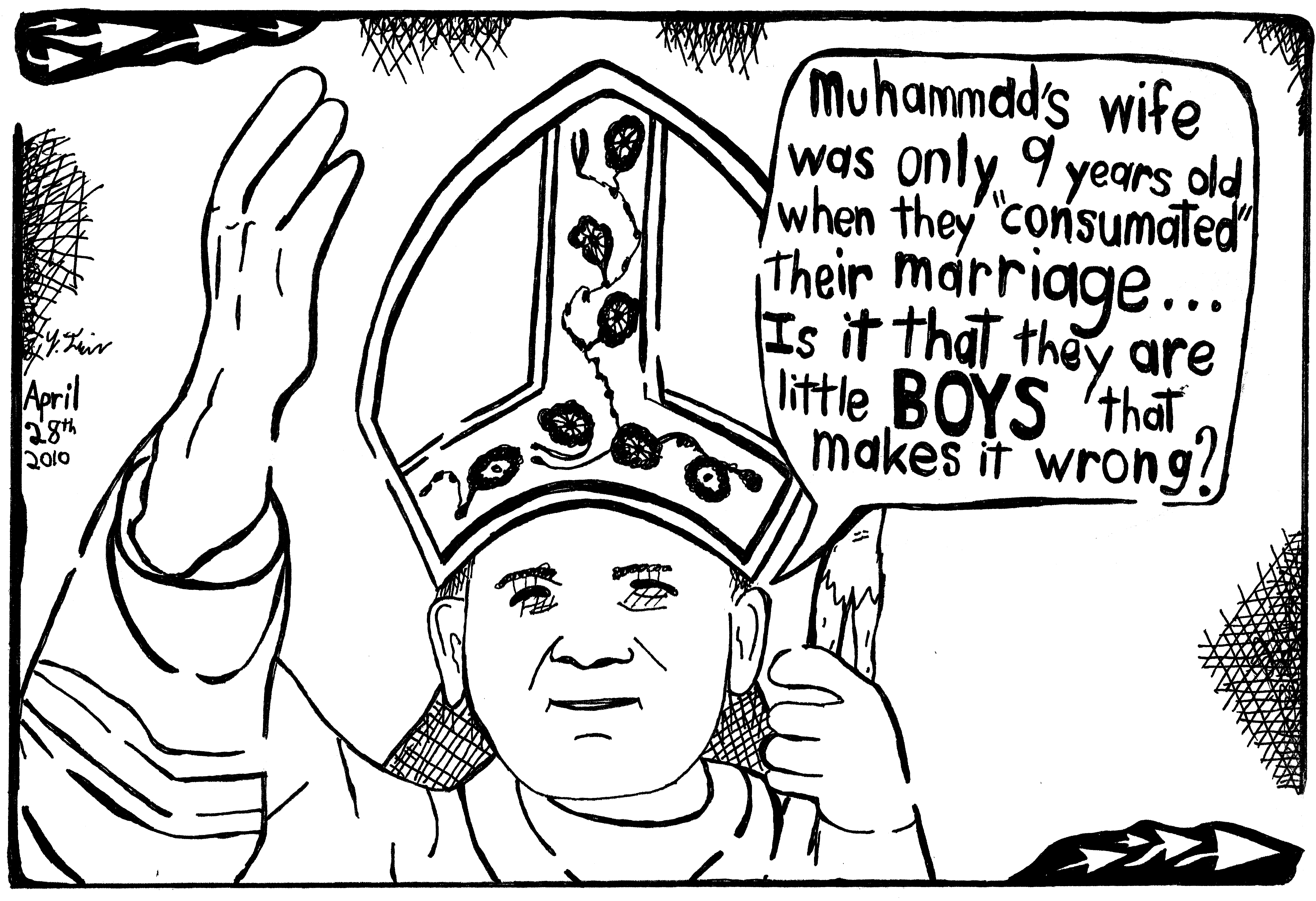7359x5038 Cartoon Maze Popes Defence For Pedophilla Muhammad's Wife That